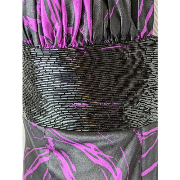 Flirt Maggie Sottero Prom Dress Beaded Floral Formal Sexy Purple Black Size 2 - Picture 8 of 13